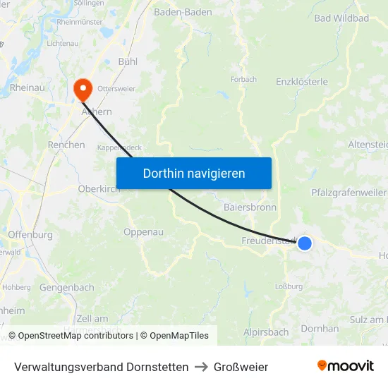 Verwaltungsverband Dornstetten to Großweier map