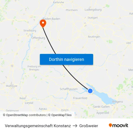 Verwaltungsgemeinschaft Konstanz to Großweier map