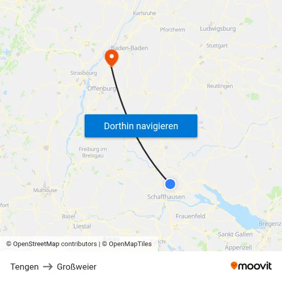 Tengen to Großweier map