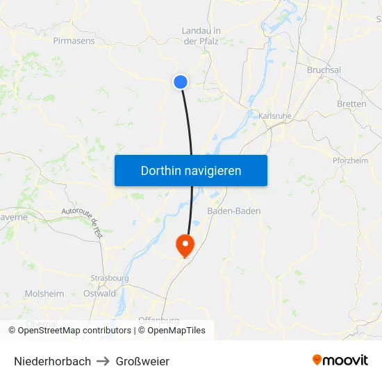 Niederhorbach to Großweier map