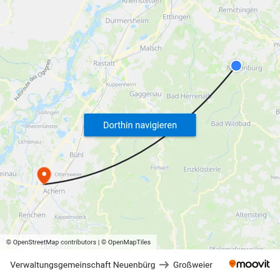 Verwaltungsgemeinschaft Neuenbürg to Großweier map