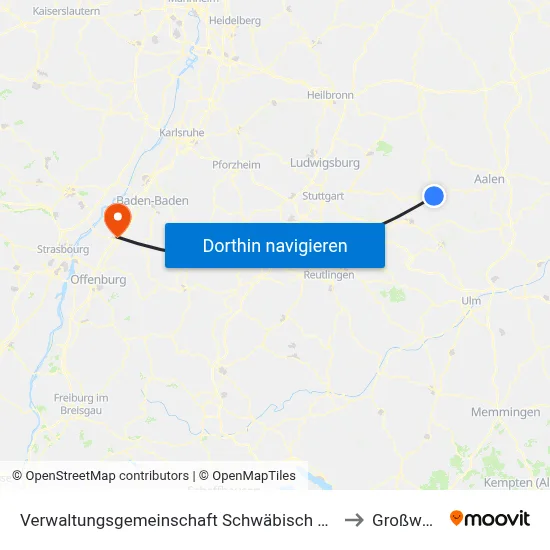 Verwaltungsgemeinschaft Schwäbisch Gmünd to Großweier map