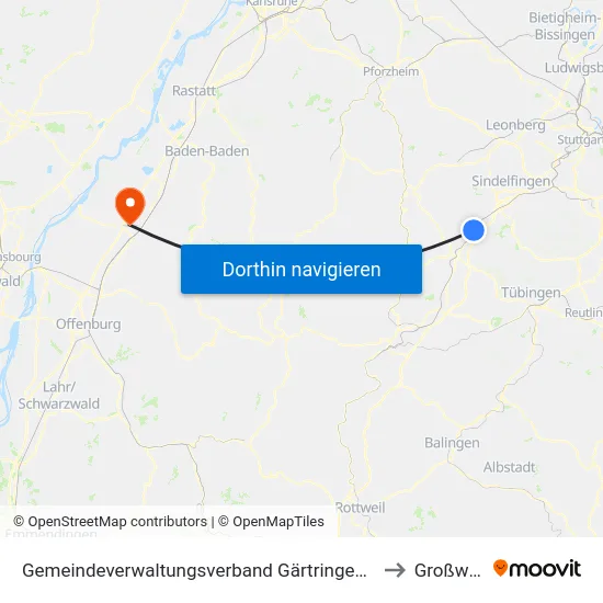 Gemeindeverwaltungsverband Gärtringen/Ehningen to Großweier map