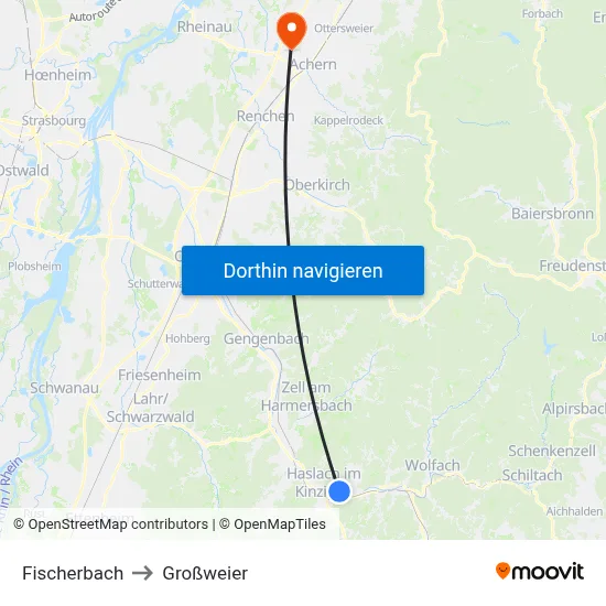 Fischerbach to Großweier map