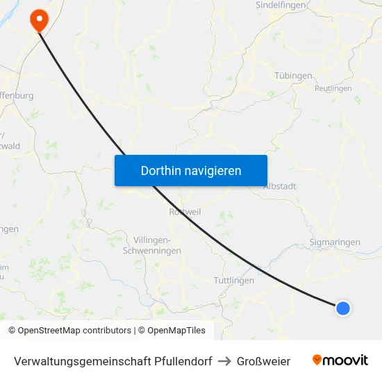 Verwaltungsgemeinschaft Pfullendorf to Großweier map