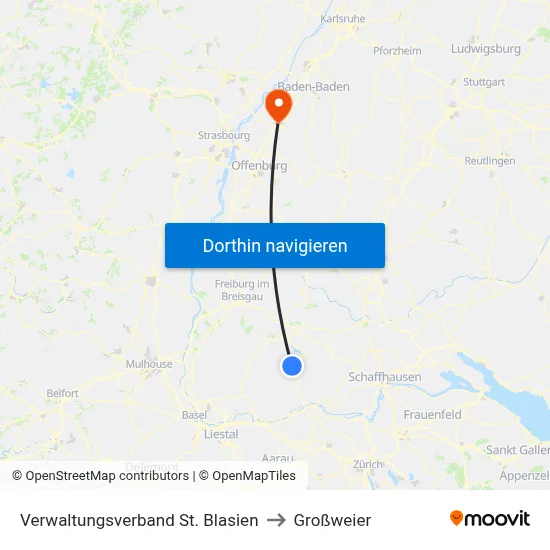 Verwaltungsverband St. Blasien to Großweier map
