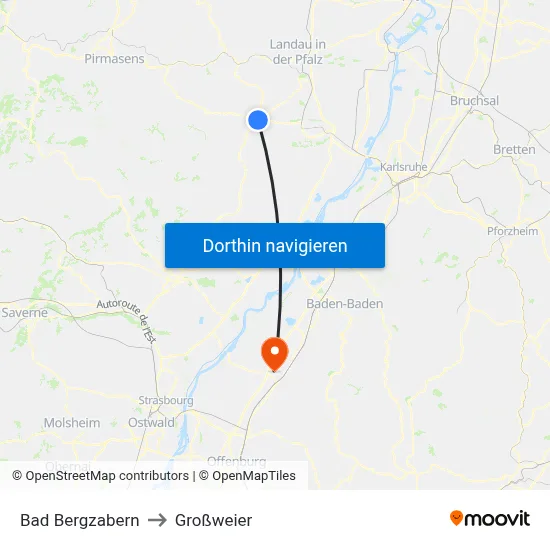 Bad Bergzabern to Großweier map
