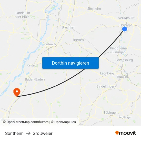 Sontheim to Großweier map