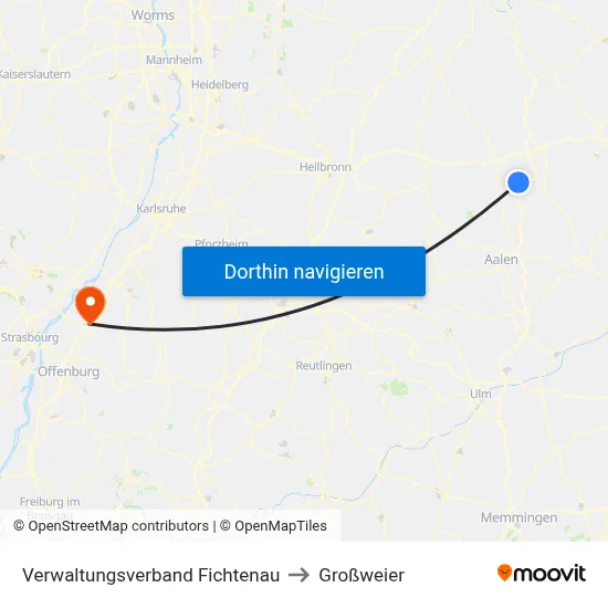 Verwaltungsverband Fichtenau to Großweier map