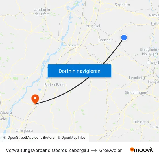 Verwaltungsverband Oberes Zabergäu to Großweier map