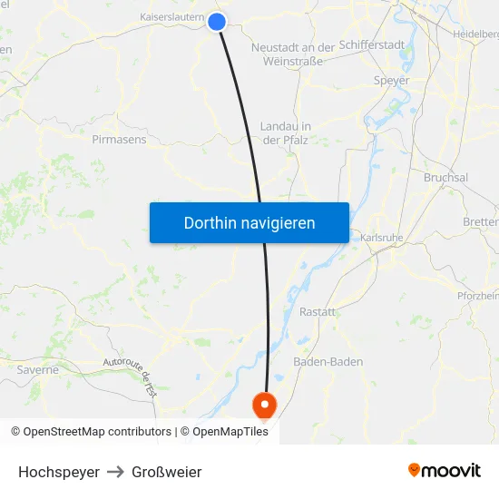 Hochspeyer to Großweier map