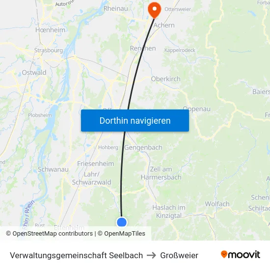 Verwaltungsgemeinschaft Seelbach to Großweier map