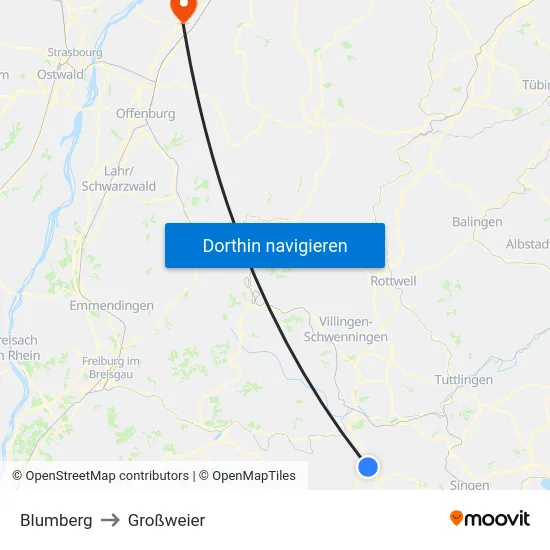 Blumberg to Großweier map