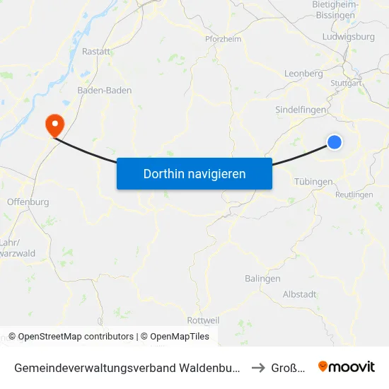 Gemeindeverwaltungsverband Waldenbuch/Steinenbronn to Großweier map