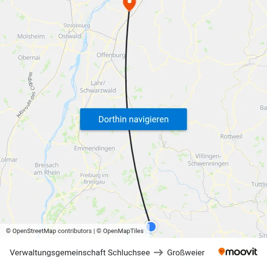 Verwaltungsgemeinschaft Schluchsee to Großweier map