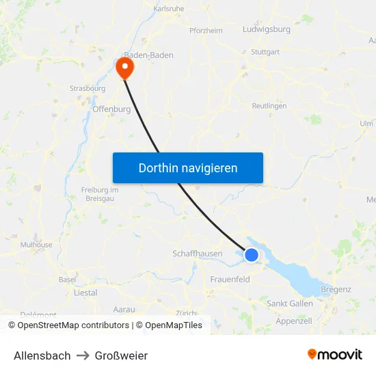 Allensbach to Großweier map