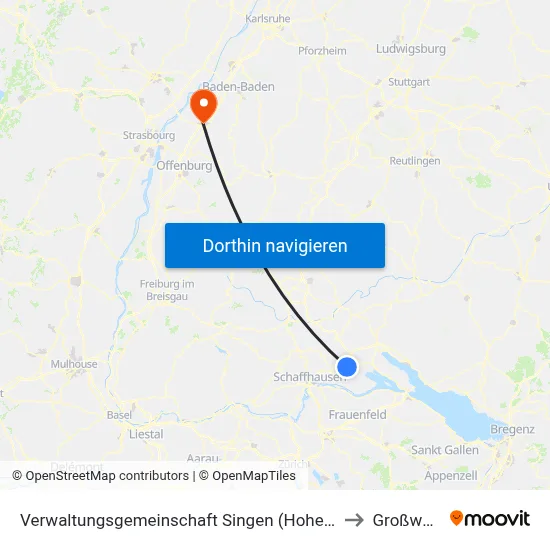 Verwaltungsgemeinschaft Singen (Hohentwiel) to Großweier map