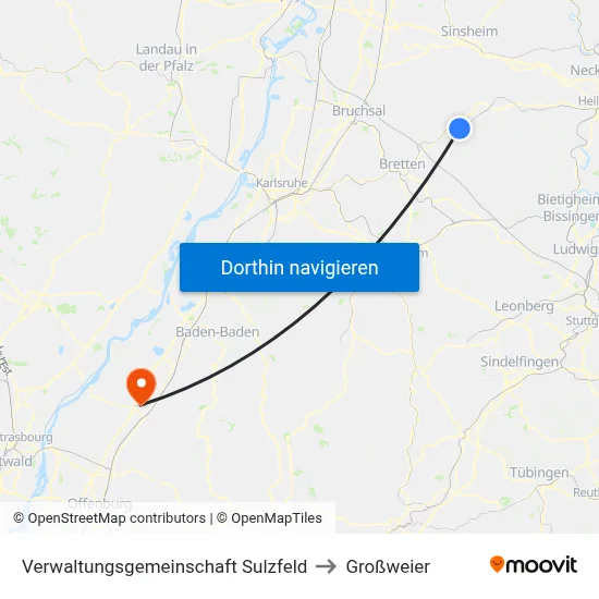 Verwaltungsgemeinschaft Sulzfeld to Großweier map