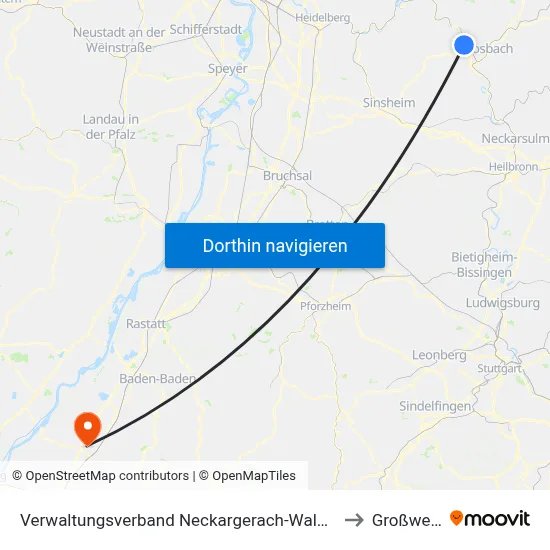 Verwaltungsverband Neckargerach-Waldbrunn to Großweier map