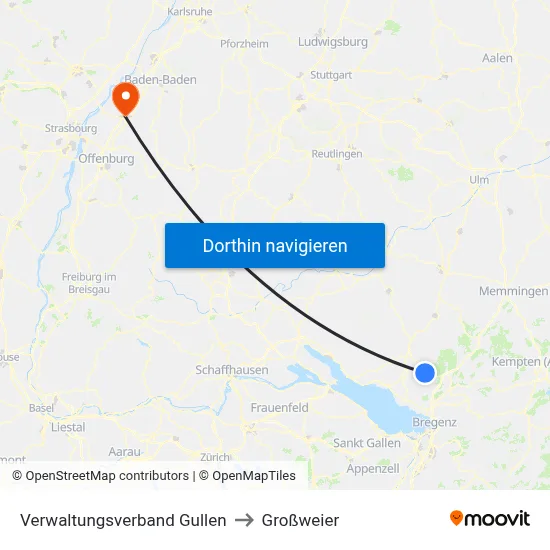 Verwaltungsverband Gullen to Großweier map