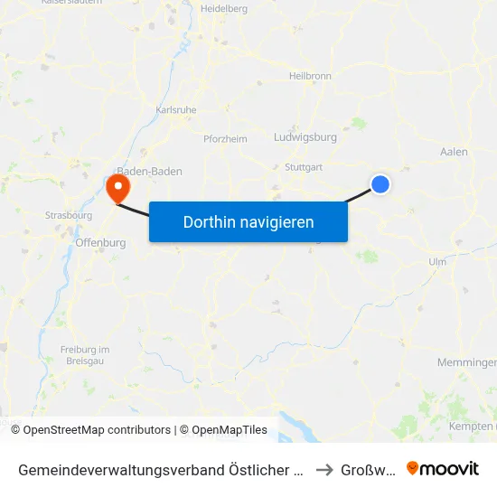 Gemeindeverwaltungsverband Östlicher Schurwald to Großweier map