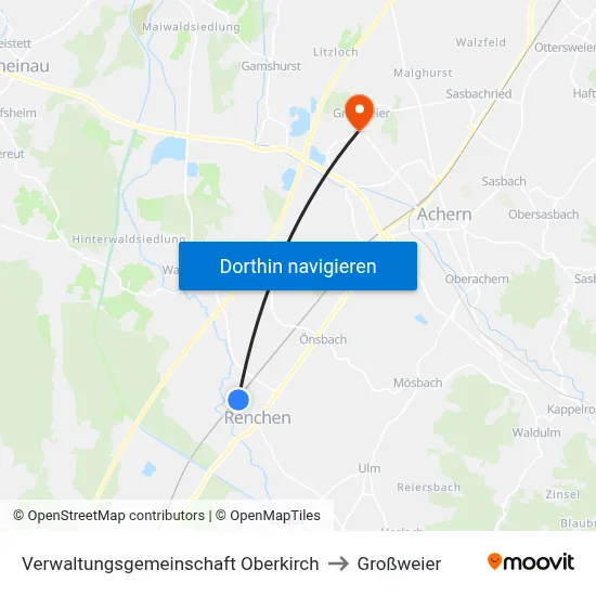 Verwaltungsgemeinschaft Oberkirch to Großweier map