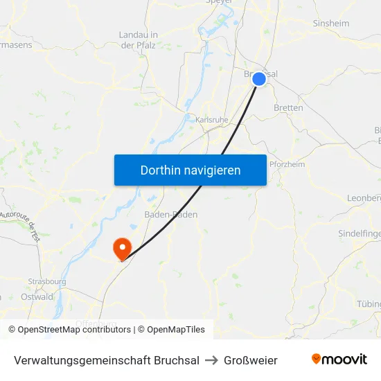 Verwaltungsgemeinschaft Bruchsal to Großweier map