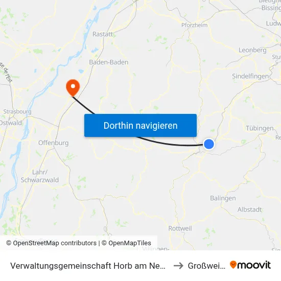 Verwaltungsgemeinschaft Horb am Neckar to Großweier map