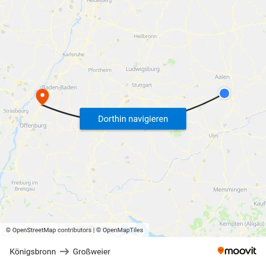 Königsbronn to Großweier map