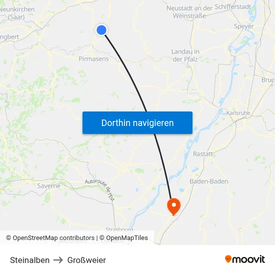 Steinalben to Großweier map