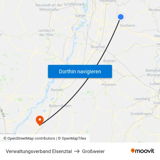 Verwaltungsverband Elsenztal to Großweier map