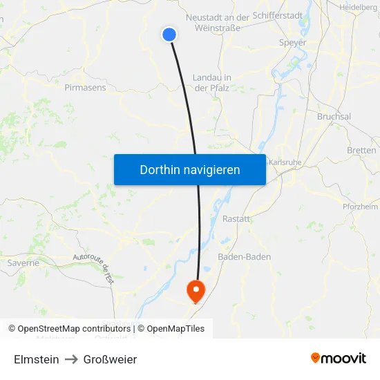 Elmstein to Großweier map