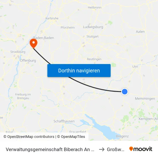 Verwaltungsgemeinschaft Biberach An Der Riß to Großweier map