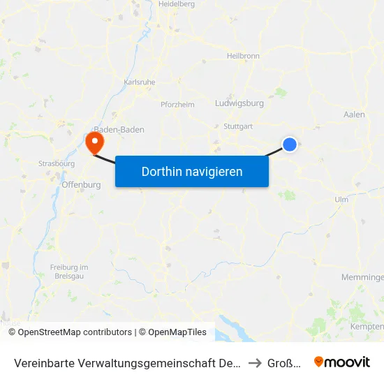 Vereinbarte Verwaltungsgemeinschaft Der Stadt Uhingen to Großweier map