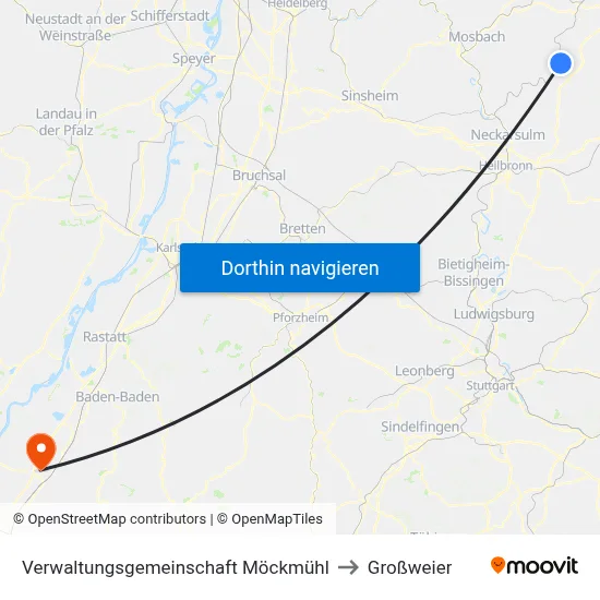 Verwaltungsgemeinschaft Möckmühl to Großweier map