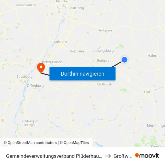 Gemeindeverwaltungsverband Plüderhausen-Urbach to Großweier map