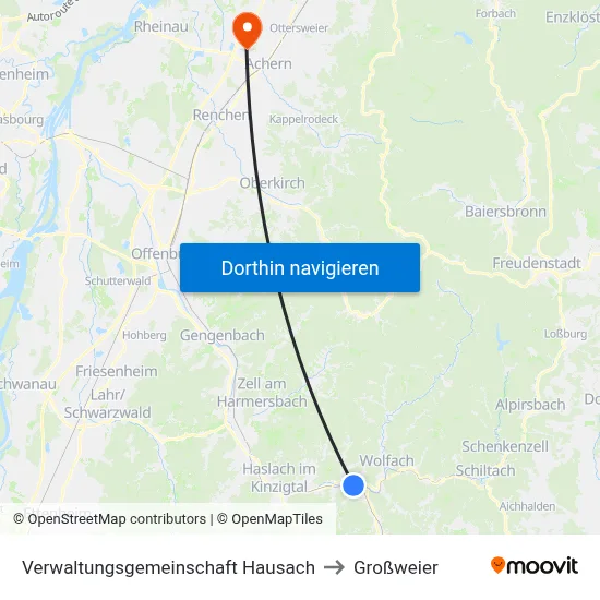 Verwaltungsgemeinschaft Hausach to Großweier map