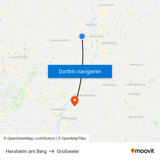 Herxheim am Berg to Großweier map