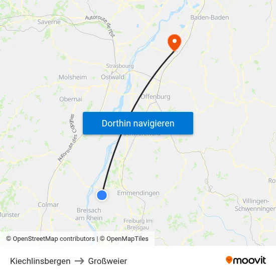 Kiechlinsbergen to Großweier map