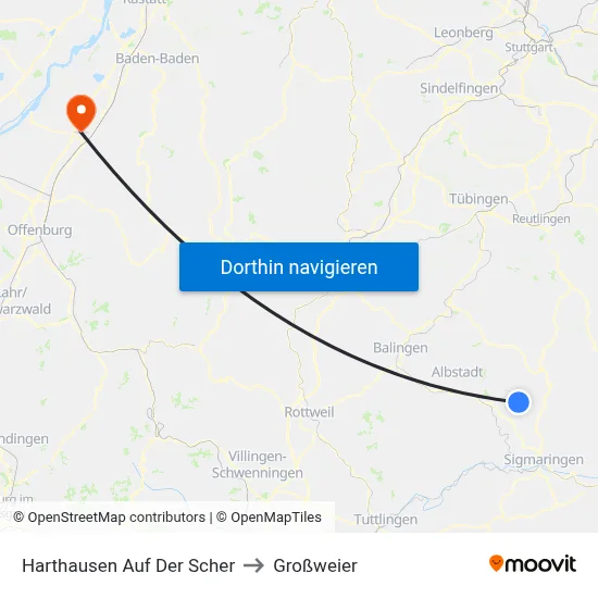Harthausen Auf Der Scher to Großweier map