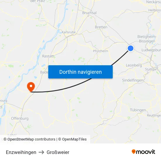Enzweihingen to Großweier map