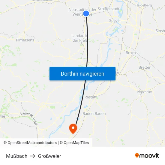 Mußbach to Großweier map