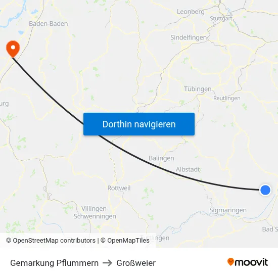 Gemarkung Pflummern to Großweier map