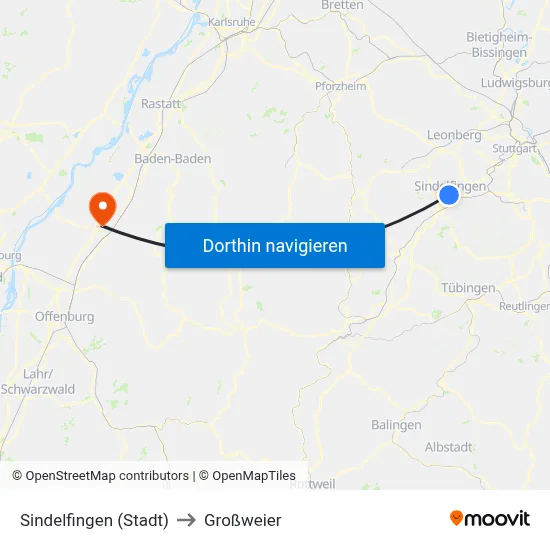 Sindelfingen (Stadt) to Großweier map