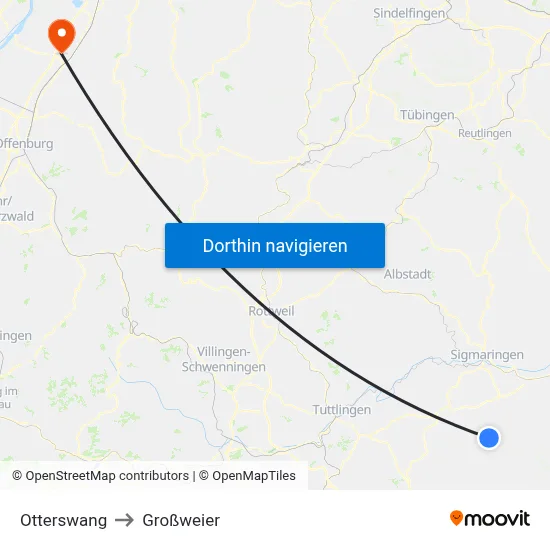 Otterswang to Großweier map