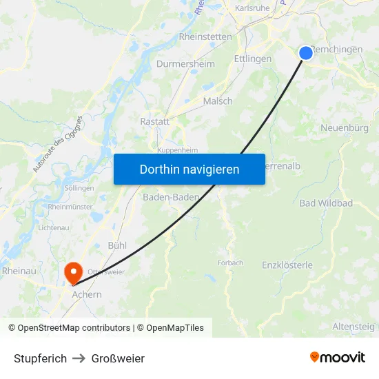 Stupferich to Großweier map