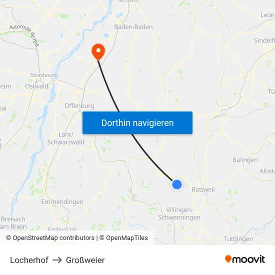Locherhof to Großweier map