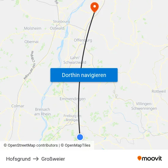 Hofsgrund to Großweier map