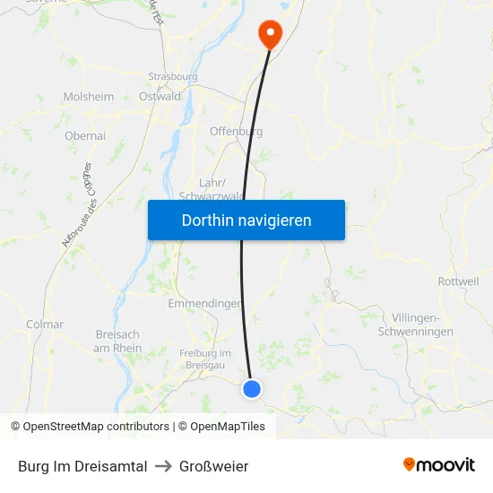 Burg Im Dreisamtal to Großweier map