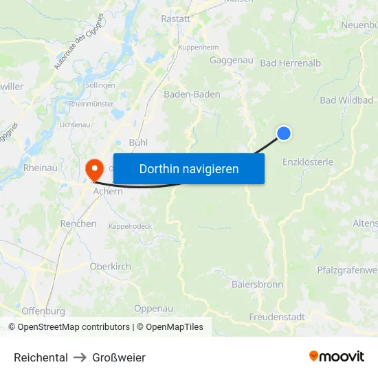 Reichental to Großweier map